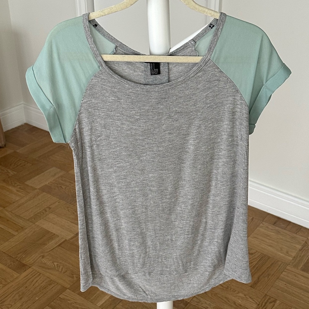Forever 21 Color Block Gray and Mint T-Shirt